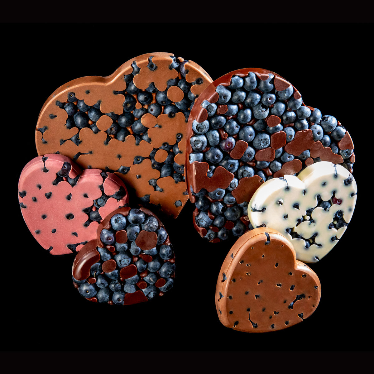 Blueberry Hearts - Ruby Chocolate Large